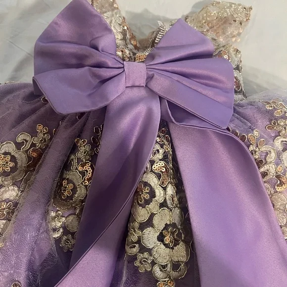 Elegant Purple and Gold Kids Dress